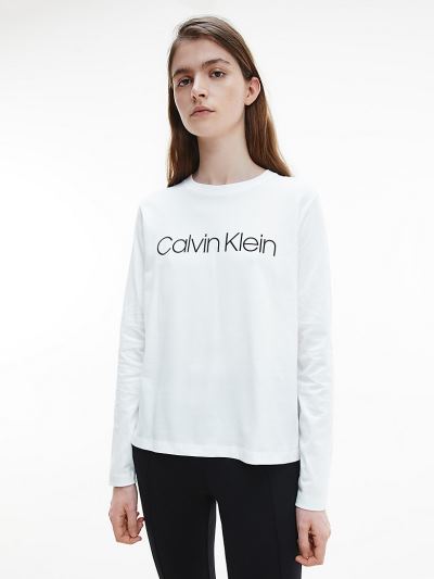 Calvin Klein Ruhák HU518689 | Calvin Klein Organic Cotton Long Sleeve Logo Női Póló Fehér